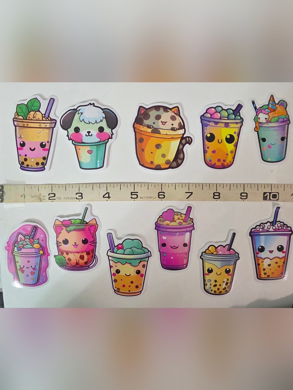 Lot Of 11 Kawaii Bubble Tea Stickers - Colorful Cute Characters